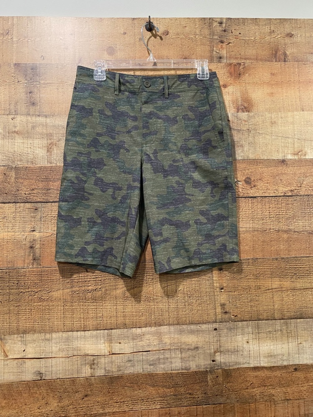 Goodfellow & Co Green Camo Flat-Front Board Shorts Size 28